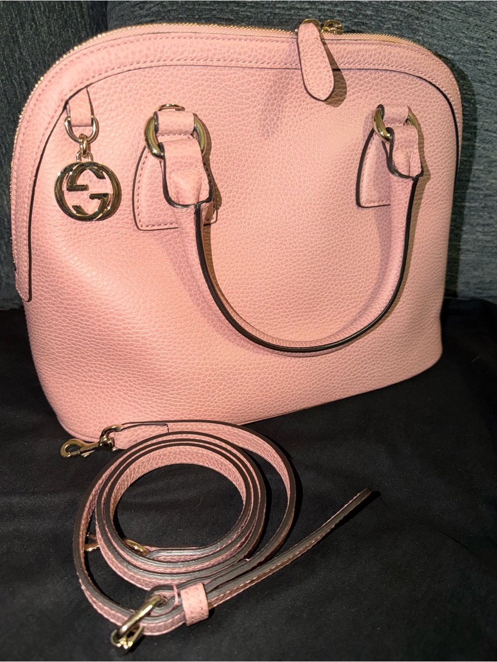 GUCCI
Pink Pebbled Leather Medium Dome Crossbody Bag